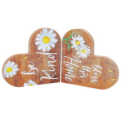 Wooden Heart Shaped Blessed Sign Ornaments AJEW-WH20019-83B-1