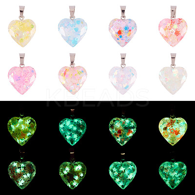 15Pcs Luminous Resin Sequins Pendants RESI-TA0004-20C-1