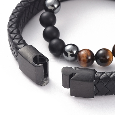 Unisex Stackable Bracelets Sets BJEW-JB04896-03-1