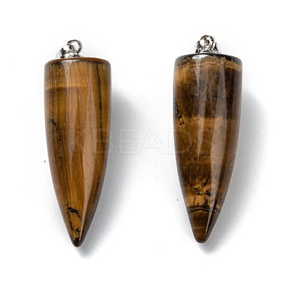 Natural Tiger Eye Pointed Pendants G-D040-01P-B05-1