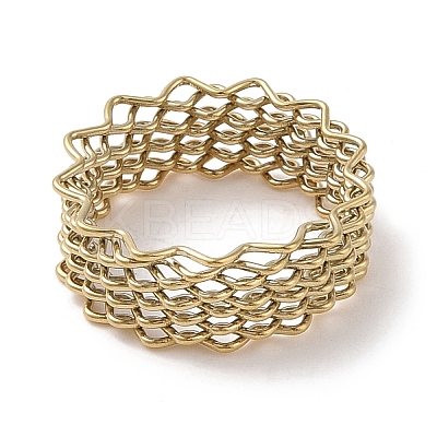 Ion Plating(IP) 304 Stainless Steel Wave Finger Rings for Women RJEW-G315-07E-G-1