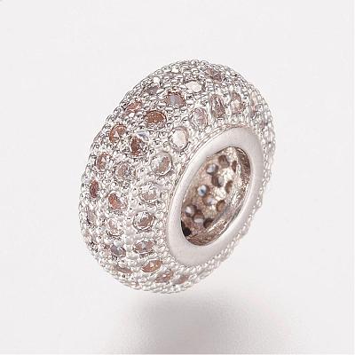 Brass Micro Pave Cubic Zirconia European Beads ZIRC-K063-29P-1