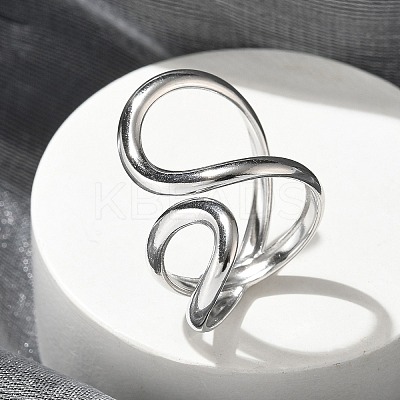 304 Stainless Steel Open Cuff Ring for Women RJEW-M025-02P-1