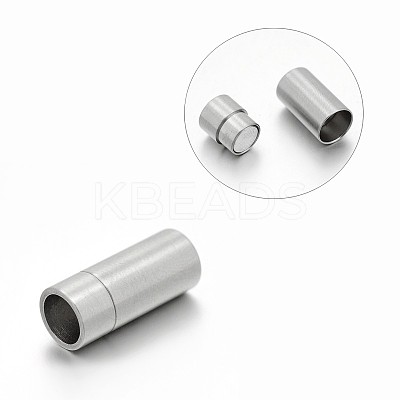 Tarnish Resistant Matte 304 Stainless Steel Column Magnetic Clasps with Glue-in Ends STAS-E089-03A-1