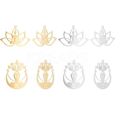 8Pcs 4 Styles 201 Stainless Steel Pendants STAS-UN0033-89-1