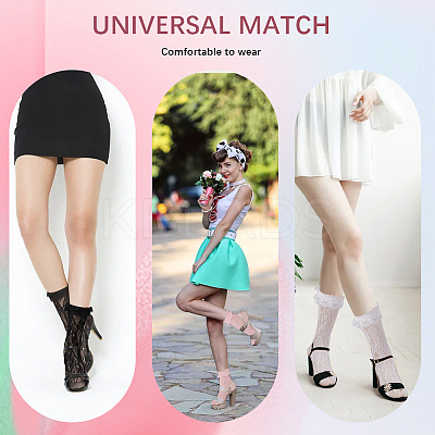 8 Pairs 6 Colors Nylon Women's Socks AJEW-CN0004-36-1