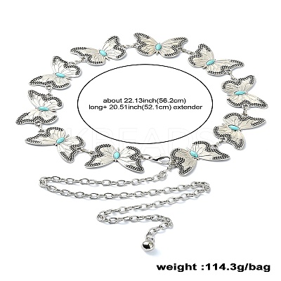 Butterfly Link Chain Waist Chains with Resin AJEW-CJC0006-02AS-1