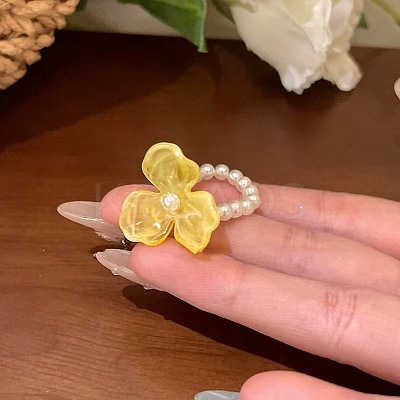 Acrylic and Imitation Pearl Finger Rings for Women FS-WG970C4-01-1