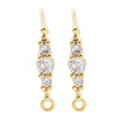 Brass Clear Cubic Zirconia Stud Earring Findings KK-A238-02C-G-1