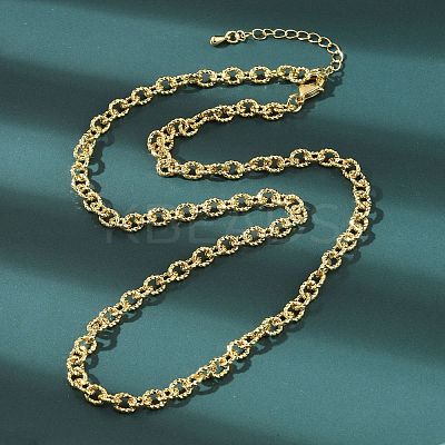 Brass Textured Cable Chain Necklaces NJEW-A042-12G-02-1