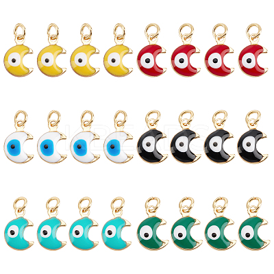 24Pcs 6 Colors Brass Enamel Charms KK-PH0001-85-1