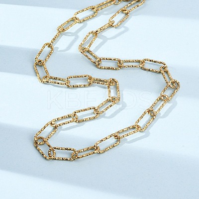 304 Stainless Steel Textured Paperclip Chain Necklaces for Women Men NJEW-A052-01G-1