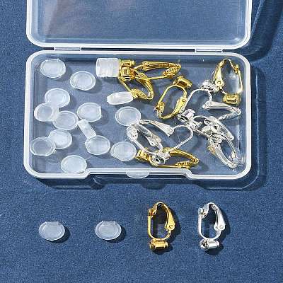 12Pcs 2 Color Brass Clip-on Earring Converters Findings KK-FS0001-31-1