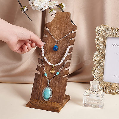 Wooden Slant Back Necklace Display Board NDIS-WH0016-04B-01-1