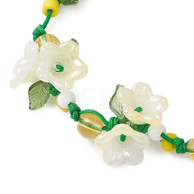 Flower Synthetic Citrine  Braided Bracelets for Women BJEW-TA00625-03-1