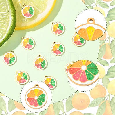 10PCS 10Pcs Fruit 304 Stainless Steel Enamel Charms STAS-YW0003-17G-1