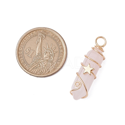 2Pcs 2 Styles Natural Rose Quartz Double Terminated Pointed Pendants PALLOY-JF03122-03-1