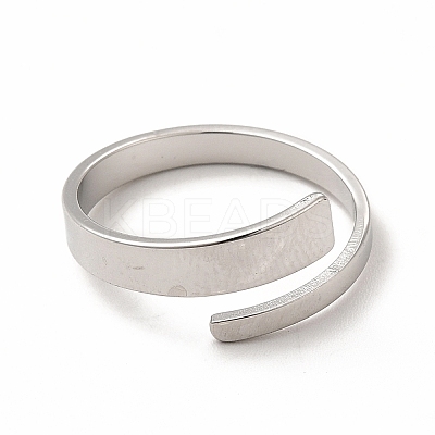 Non-Tarnish 304 Stainless Steel Rectangle Open Cuff Ring for Women RJEW-B027-02P-1