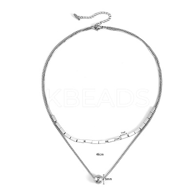 Non-Tarnish 304 Stainless Steel Double Layered Ball Pendant Necklaces UT9539-1-1