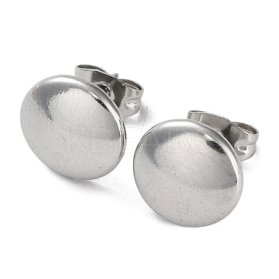 Non-Tarnish 304 Stainless Steel Flat Round Ear Studs for Women EJEW-P234-08P-1