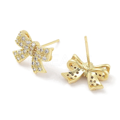 Brass Cubic Zirconia Stud Earrings for Women EJEW-S217-B02-1