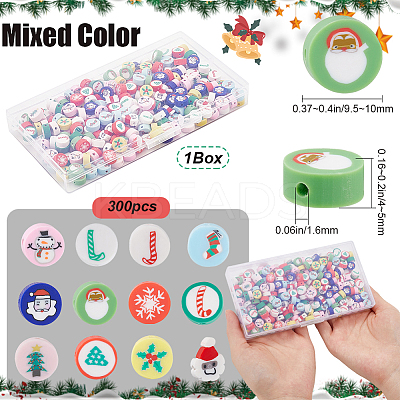 Christmas Theme 300Pcs Handmade Polymer Clay Beads CLAY-SP0001-01B-1