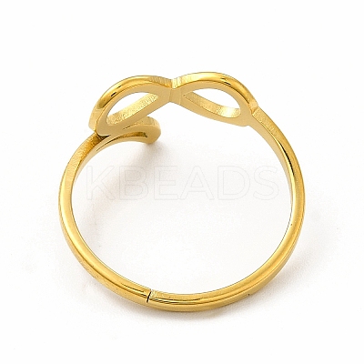 Ion Plating(IP) 304 Stainless Steel Hollow Out Infinity Finger Ring for Women RJEW-B027-14G-1