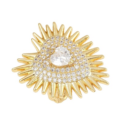 Brass Micro Pave Clear Cubic Zirconia Cuff Rings RJEW-P155-04C-G-1