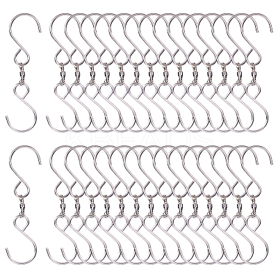 30Pcs Stainless Steel Spinning S Shaped Hooks AJEW-SP0001-43-1