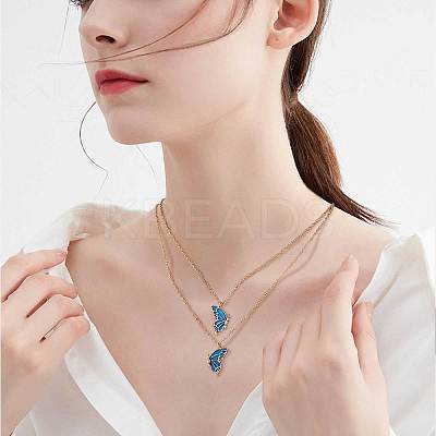2Pcs Matching Butterfly Pendant Necklaces Set JN1033B-1-1