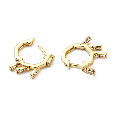 Cubic Zirconia Rectangle Dangle Hoop Earrings EJEW-Z019-03C-G-1