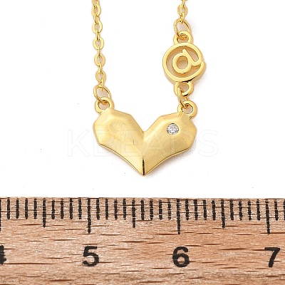 925 Sterling Silver Pave Clear Cubic Zirconia Heart Pendant Necklaces for Women NJEW-D315-04G-1