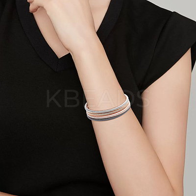 16Pcs 4 Colors Steel Wire Round Snake Chain Stretch Bracelets Set BJEW-BC0001-23-1