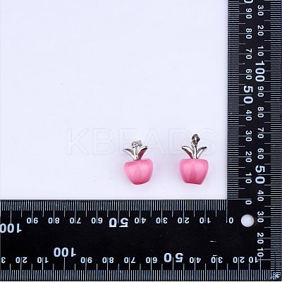 10Pcs Apple Gemstone Charm Pendant Crystal Quartz Healing Natural Stone Pendants Pink Silver Buckle for Jewelry Necklace Earring Making Crafts JX525A-1