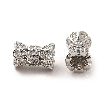 Rack Plating Brass Micro Pave Cubic Zirconia Beads KK-C010-38-1