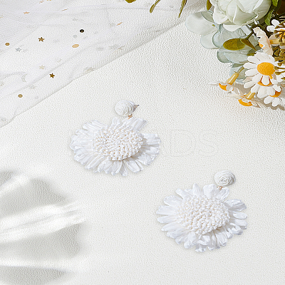 1 Pair 925 Sterling Silver Flower Dangle Stud Earrings EJEW-LP0007-097-1
