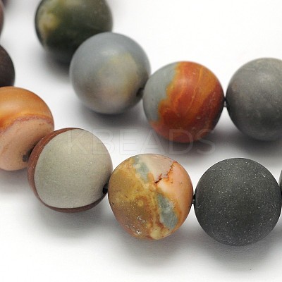 Frosted Round Natural Polychrome Agate Beads Strands G-N0166-67-6mm-1