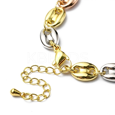 Rack Plating Brass Coffee Bean Chain Bracelet for Women RJEW-D078-08-1