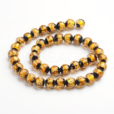 Glow in the Dark Luminous Style Handmade Silver Foil Glass Round Beads FOIL-I006-12mm-01-1