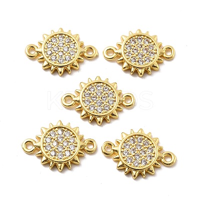 Brass Micro Pave Clear Cubic Zirconia Connector Charms KK-P304-01G-1