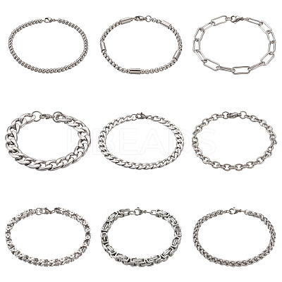 Unisex 304 Stainless Steel Chain Bracelets BJEW-TA0001-05P-1