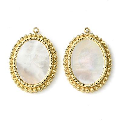 Ion Plating(IP) 304 Stainless Steel Pave Shell Pendants FIND-Z028-03G-1