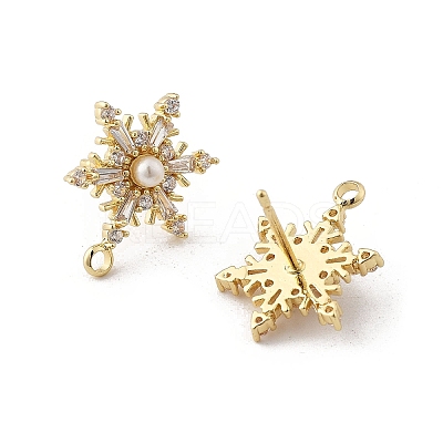 Brass Micro Pave Cubic Zirconia Stud Earring Findings LS-KK-K371-34G-1