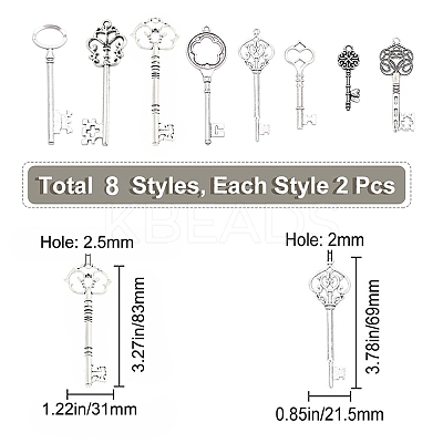 16pcs 8 style Tibetan Style Alloy Big Pendants FIND-SC0001-79-1