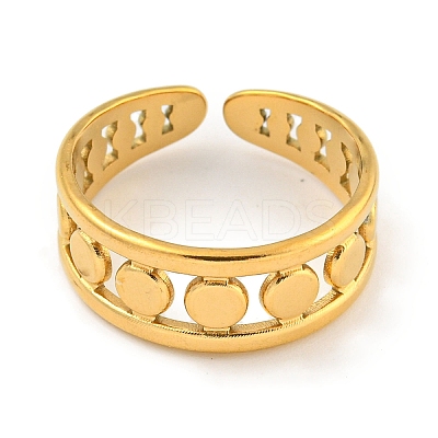 Ion Plating(IP) 304 Stainless Steel Round Wide Open Cuff Ring for Women RJEW-A043-25G-1