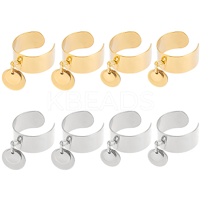 8Pcs 4 Style 304 Stainless Steel Open Cuff Rings Set RJEW-AB00010-1