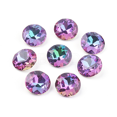 Pointed Back & Back Plated Glass Rhinestone Cabochons RGLA-J012-8mm-001HE-1