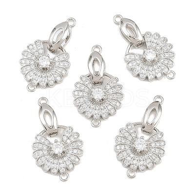 SHEGRACE Brass Micro Pave Clear Cubic Zirconia Fold Over Clasps XGRQ5K726-841P-1