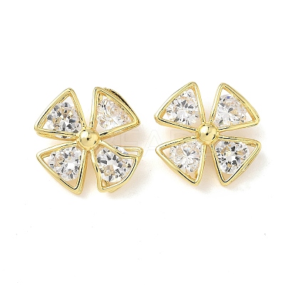 Brass Micro Pave Clear Cubic Zirconia Pendants KK-P342-12G-1