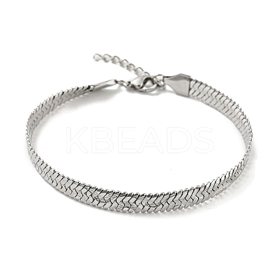 Non-Tarnish 304 Stainless Steel Herringbone Chain Bracelet BJEW-D028-02B-02P-1